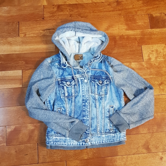 American Eagle Hoodie Jean Jacket 100% Cotton - Picture 5 of 5